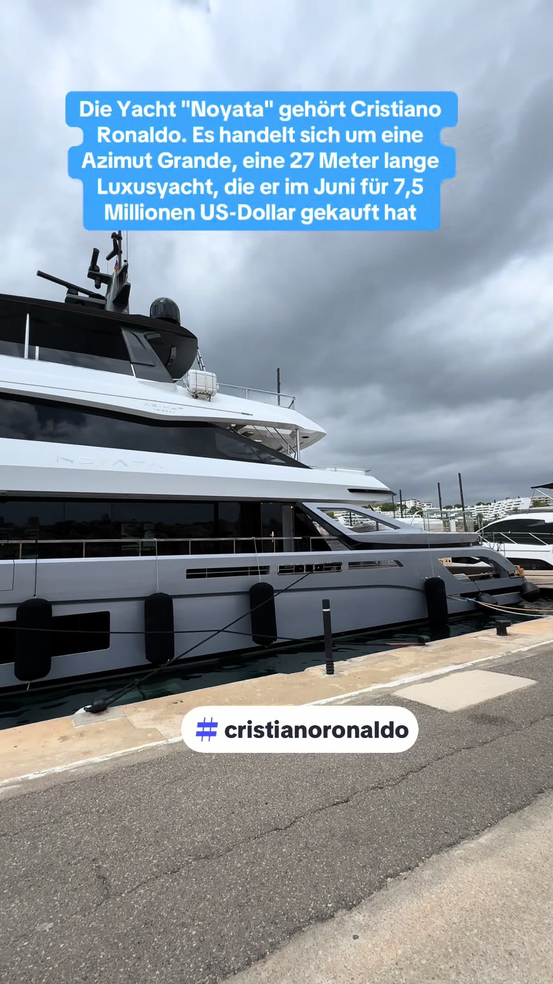 , Football: Die Yacht « Noyata » Gehört Cristiano Ronaldo. Es holelt sich an eine azimut gra …
|Tik Tok